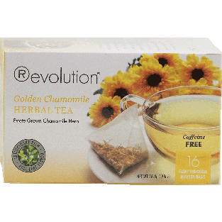 Revolution  golden chamomile herbal tea, caffeine free, estate g0.93oz