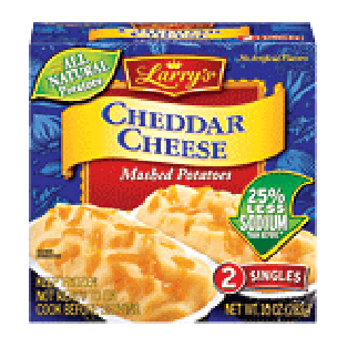 Larry's Mashed Potatoes cheddar cheese, 2 singles 10-oz