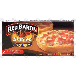 Red Baron Singles deep dish, meat-trio pizzas, sausage, peppero11.2-oz