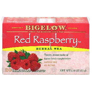 Bigelow  red raspberry herbal tea, all natural, caffeine free 20-ct