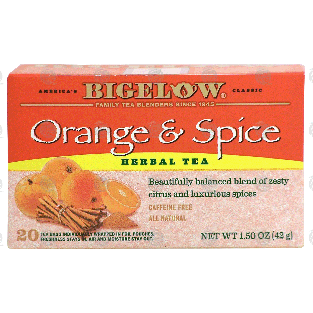 Bigelow  orange & spice herbal tea, all natural, caffeine free 20-ct