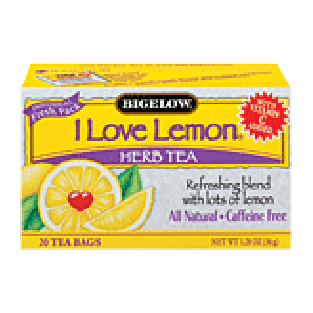 Bigelow Herb Tea Bags I Love Lemon All Natural Caffeine Free 20ct
