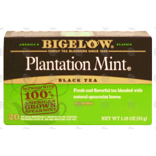 Bigelow Plantation Mint black tea, all natural 20-ct