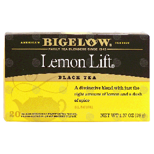 Bigelow Lemon Lift black tea, all natural 20-ct