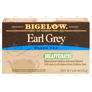 Bigelow Earl Grey decaffeinated tea perfectly flavored with nat1.18-oz