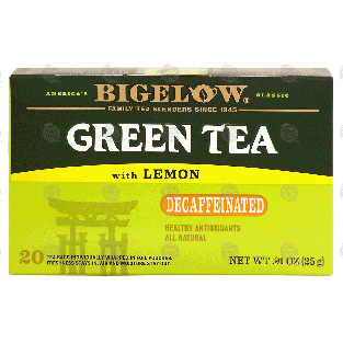 Bigelow  green tea with lemon, natually decaffeinated, 20 tea b0.91-oz