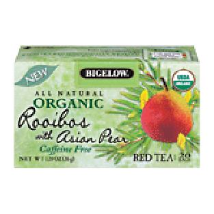 Bigelow Organic rooilos with asian pear flavor red tea, caffeine1.28oz