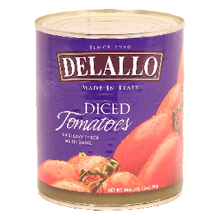 Delallo  diced tomatoes in heavy juice with basil  28oz