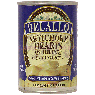 Delallo  artichokes hearts in brine, 5-7 count  13.75oz