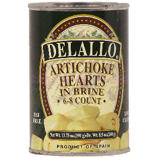 Delallo  artichoke hearts in brine, 6-8 count  13.75oz