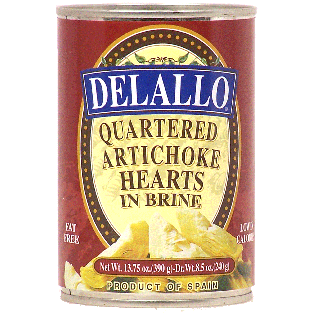 Delallo  quartered artichoke hearts in brine  13.75oz