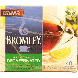 Bromley  naturallly decaffeinated orange pekoe and pekoe cut bla3.07oz