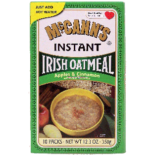 Mccann's  irish instant oatmeal, apples & cinnamon, 10-packs 12.3oz