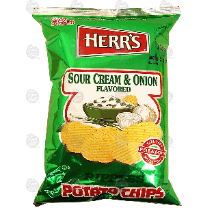 Herr's  sour cream & onion potato chips, ripples 3.5oz