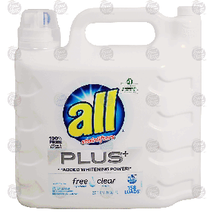 All Plus liquid laundry detergent with added whitening power,237-fl oz