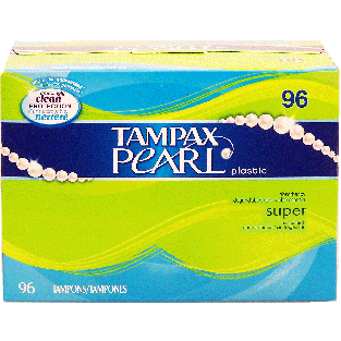 Tampax Pearl super absorbency tampons, plastic applicator 96ct