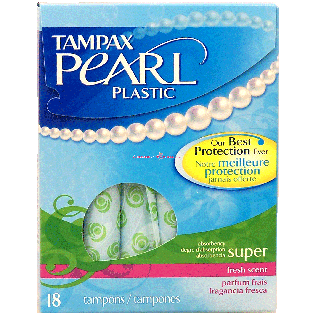 Tampax Pearl super absorbency fresh scent plastic tampons 18ct