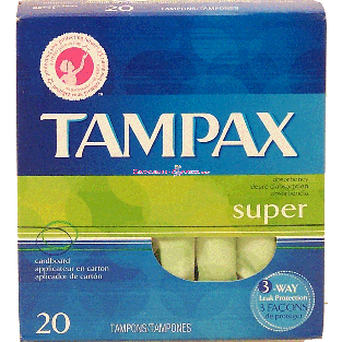 Tampax  super absorbency tampons, anti-slip grip cardboard applica 20ct