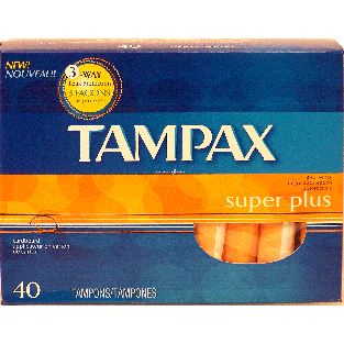 Tampax  super plus absorbency tampons, anti-slip grip cardboard ap 40ct