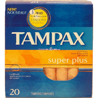 Tampax  super plus absorbency tampons, anti-slip grip carboard app 20ct