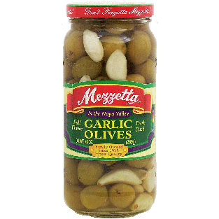 Mezzetta  pitted green garlic olives 9.5oz