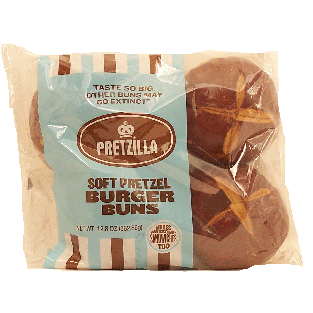 Pretzilla  soft pretzel burger buns, 4-count 12.8-oz