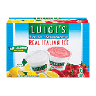 Luigi's Real Italian Ice lemon & strawberry, 6 cups 6-ct