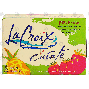 La Croix Curate pina fraise; pineapple strawberry naturally essenc8-ct