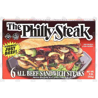 The Philly Steak  6 all beef sandwich steaks 9-oz