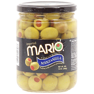 Mario  spanish manzanilla olives stuffed with minced pimiento 10oz