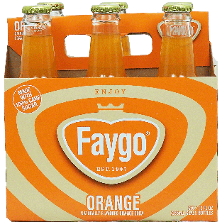 Faygo  orange flavor soda, made with 100% cane sugar, 12-fl. oz. 6pk