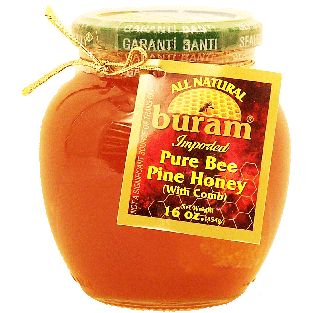 buram  imported pure bee pine honey with comb 16oz