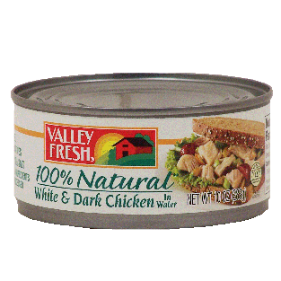 Valley Fresh Chicken White & Dark Chicken In Water, 100% Natural,  10oz