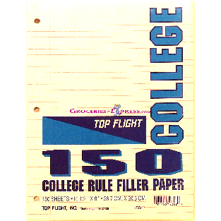 Top Flight  college rule filler paper, 10 1/2 x 8-inch  150ct