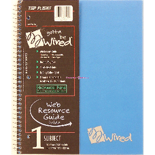 Top Flight Wired 1 subject notebook, 100 sheets, college ruled, 11 1ct