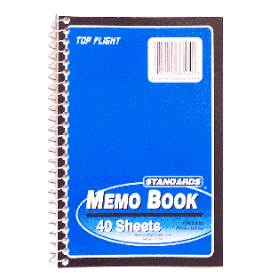 Top Flight Standards memo book, 40 sheets, 6 x 4 in, side open, spi 1ct