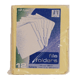 Top Flight  file folders, letter size, third cut, 11 3/4 x 9 1/2in 12ct