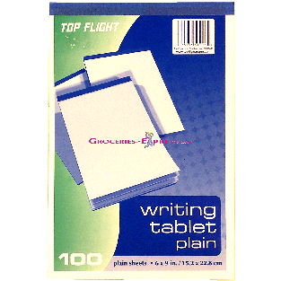 Top Flight  writing tablet plain, 100 plain sheets, 6 x 9-inch 1ct