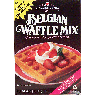Classique Fare  belgium waffle mix, made from an original belgian 16oz