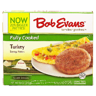Bob Evans  fully cooked turkey sausage patties, 8 patties 9.6oz