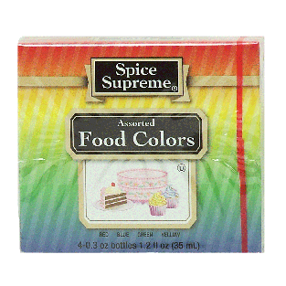 Spice Supreme  food colors, 4 bottles, assorted 1.2fl oz