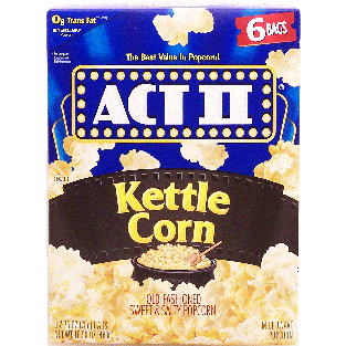 Act II Kettle Corn old fashioned sweet & salty popcorn, 6 2.75-o16.5oz