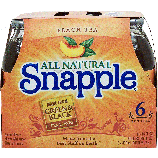 Snapple All Natural peach flavor tea made from green & black tea le6pk