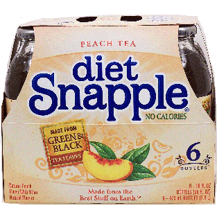 Snapple  diet peach tea, made from green & black tea leaves, 16-fl.6pk