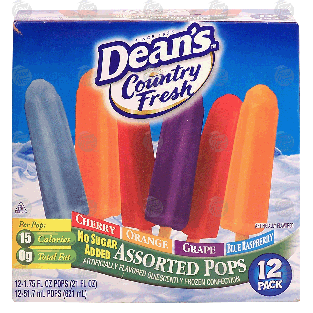 Dean's Country Fresh assorted pops, no sugar added, cherry, or21-fl oz