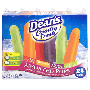 Dean's Country Fresh assorted pops; cherry, orange, grape, lime 24-pk