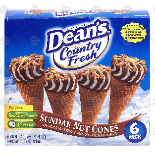 Dean's Country Fresh sundae nut cones, 6 pack 21-fl oz