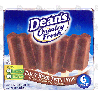 Dean's Country Fresh root beer twin pops, 6 pack 15-fl oz