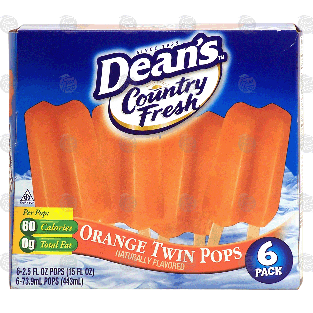 Dean's Country Fresh orange twin pops, 6 pack 15-fl oz