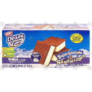Dean's Country Fresh super scoops; vanilla ice cream sandwiche24-fl oz